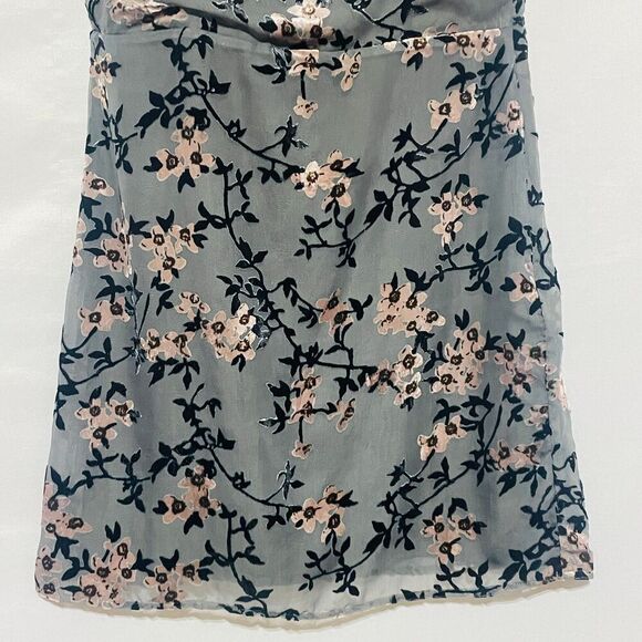 Whimsygoth Charcoal Moody Floral Burnout Sheer Mini Dress Medium - Picture 3 of 16